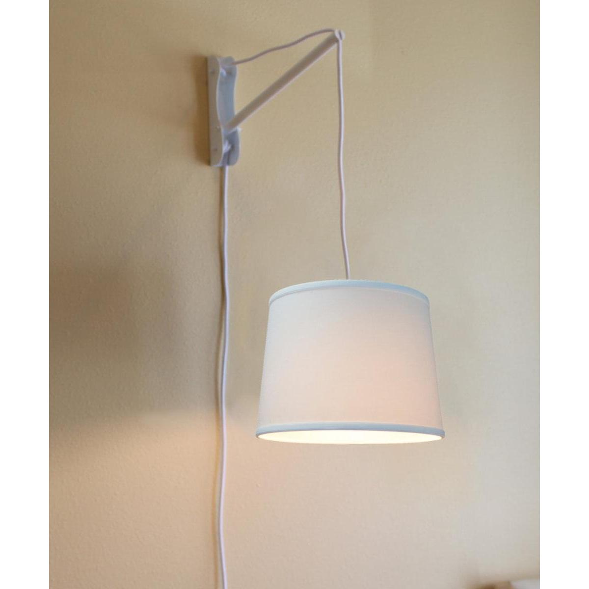 14"W MAST Plug-In Wall Mount Pendant 1 Light White Cord/Arm White Shade
