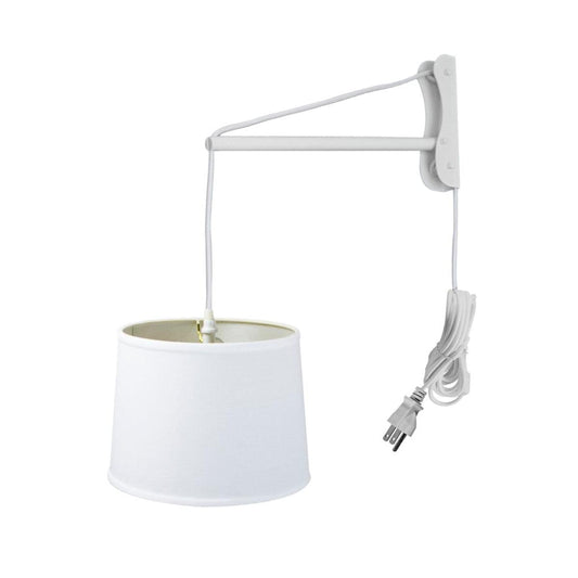 14"W MAST Plug-In Wall Mount Pendant 1 Light White Cord/Arm White Shade