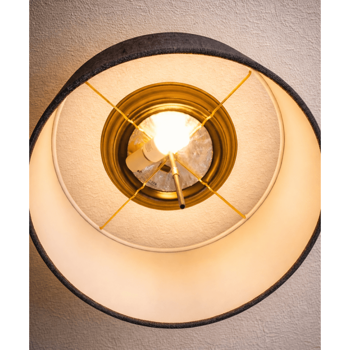 14"W Moderne Flush Mount Conversion Kit  Granite Gray Burlap Hardback Drum Lampshade