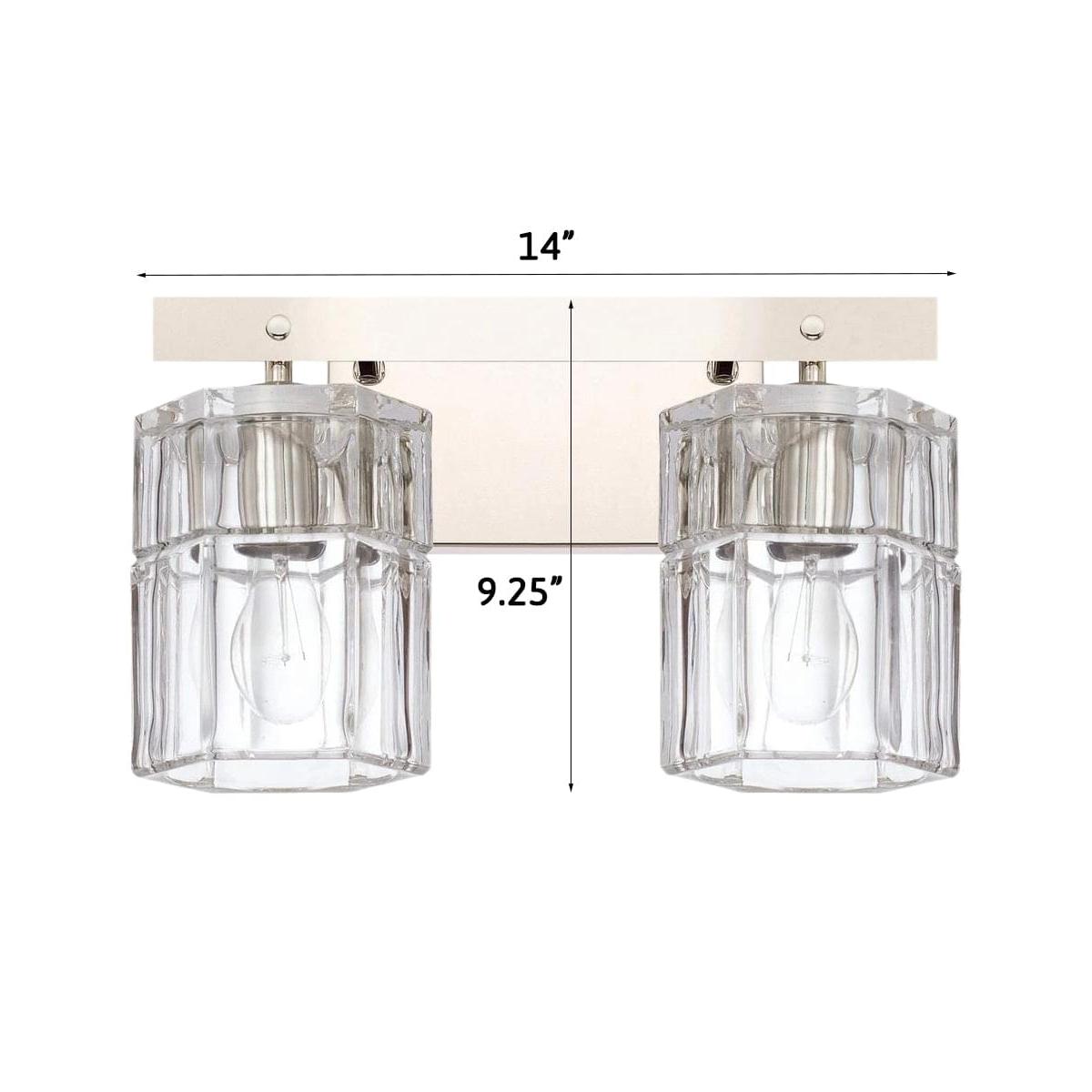 14"W Sloane 2-Light Vanity Polished Nickel with Clear Grooved Glass