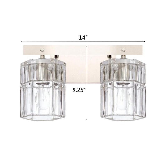 14"W Sloane 2-Light Vanity Polished Nickel with Clear Grooved Glass