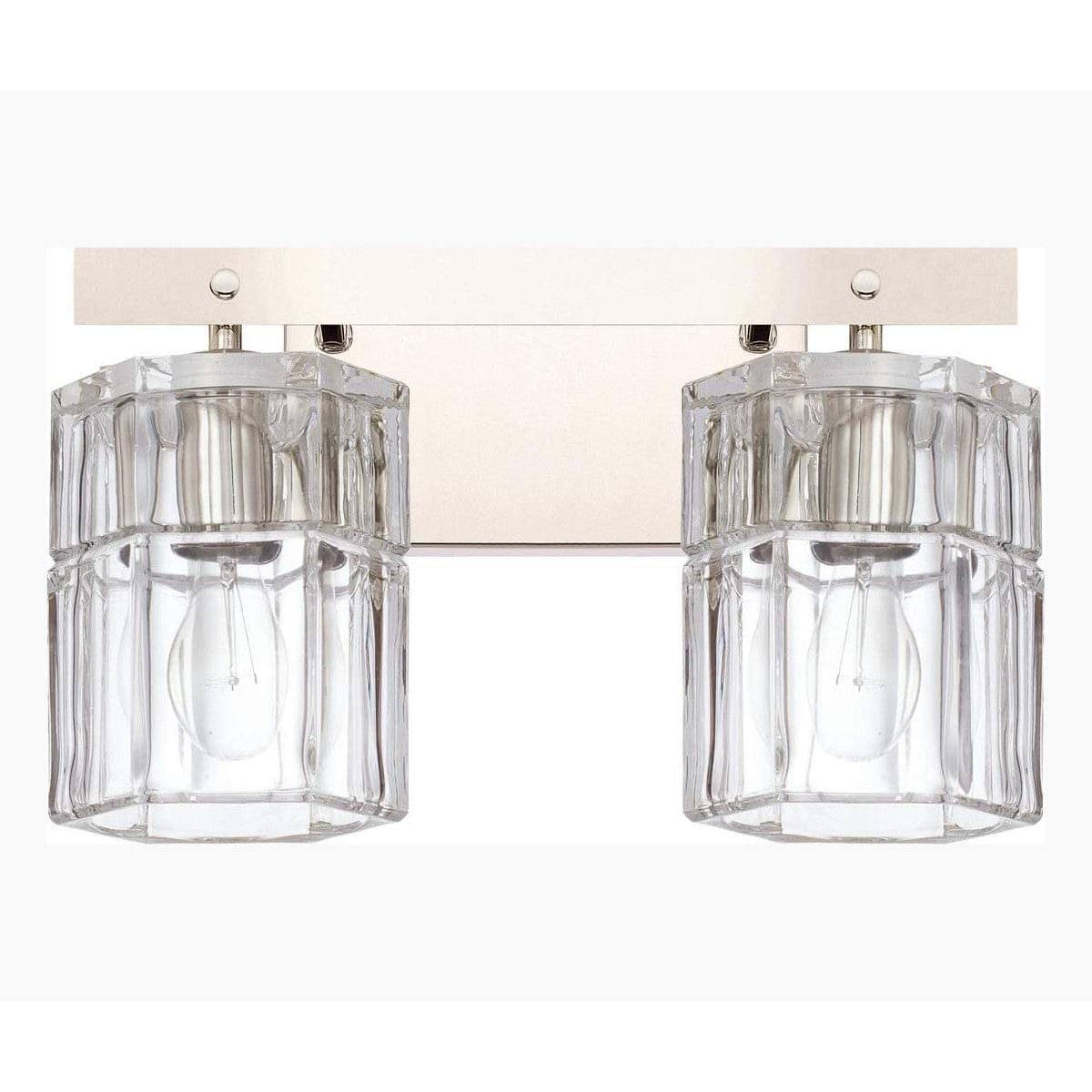 14"W Sloane 2-Light Vanity Polished Nickel with Clear Grooved Glass