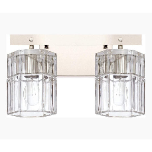 14"W Sloane 2-Light Vanity Polished Nickel with Clear Grooved Glass