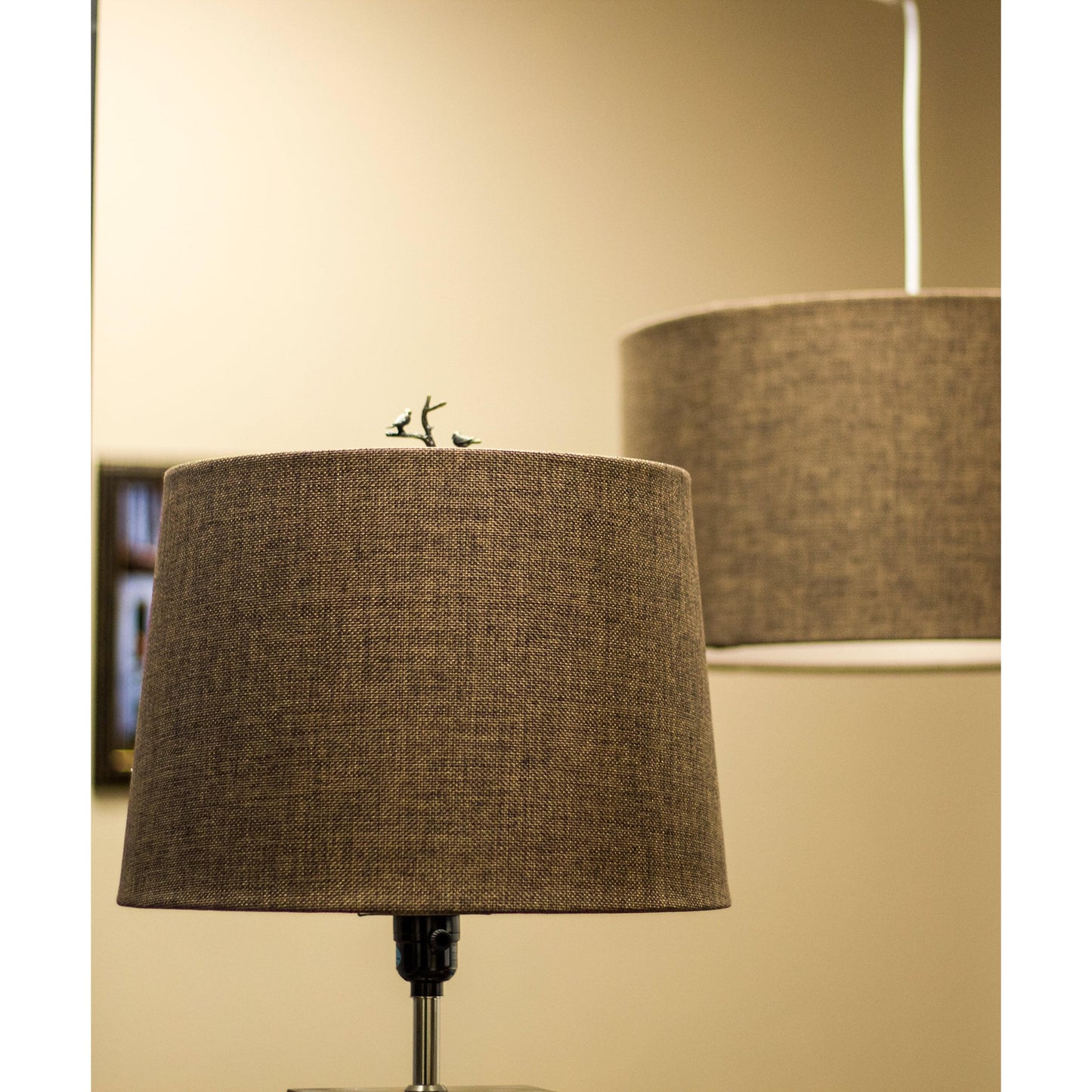 14"W x 10"H Hardback Drum Lamp Shade Chocolate Burlap