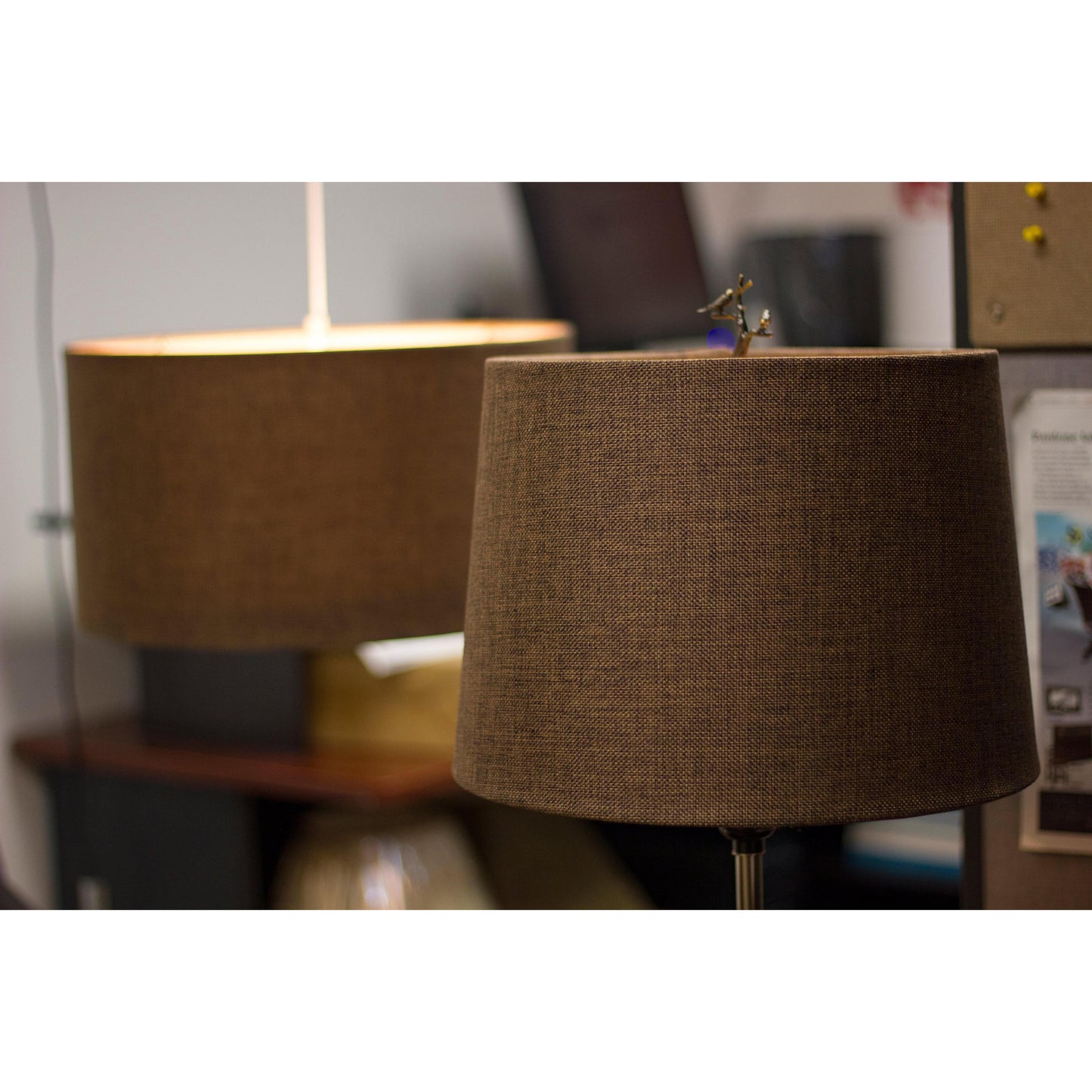 14"W x 10"H Hardback Drum Lamp Shade Chocolate Burlap