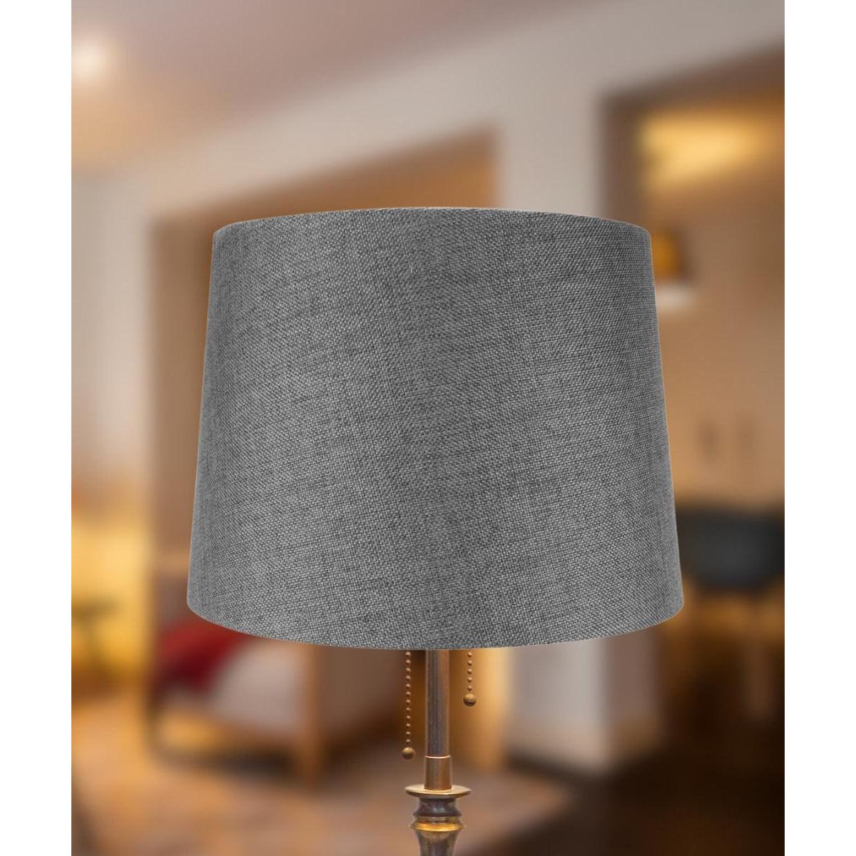 14"W x 10"H Hardback Drum Lamp Shade Granite Gray