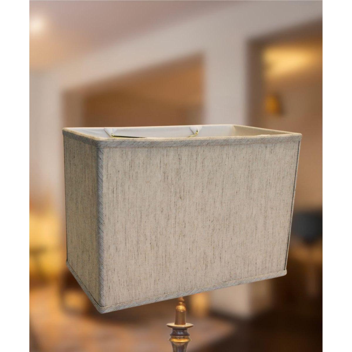 14"W x 10"H Rectangular Drum Lampshade Softback Textured Oatmeal