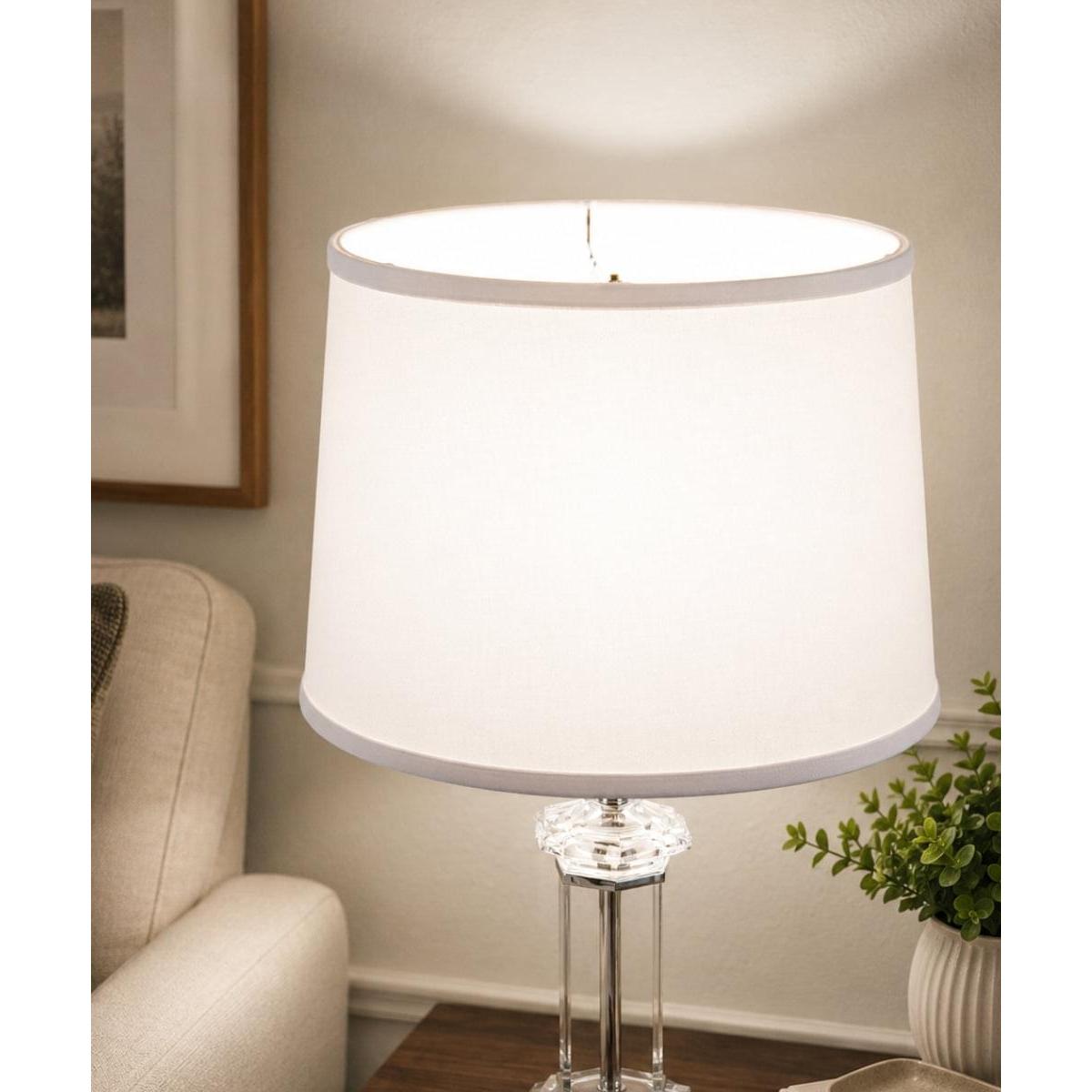 14"W x 10"H White Linen Drum Lampshade