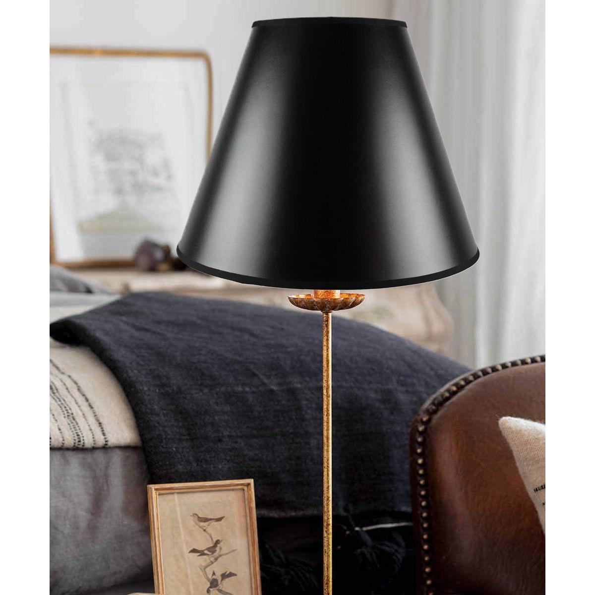 14"W x 11"H Bold Black with True Gold Lining Hard Back Empire Lampshade