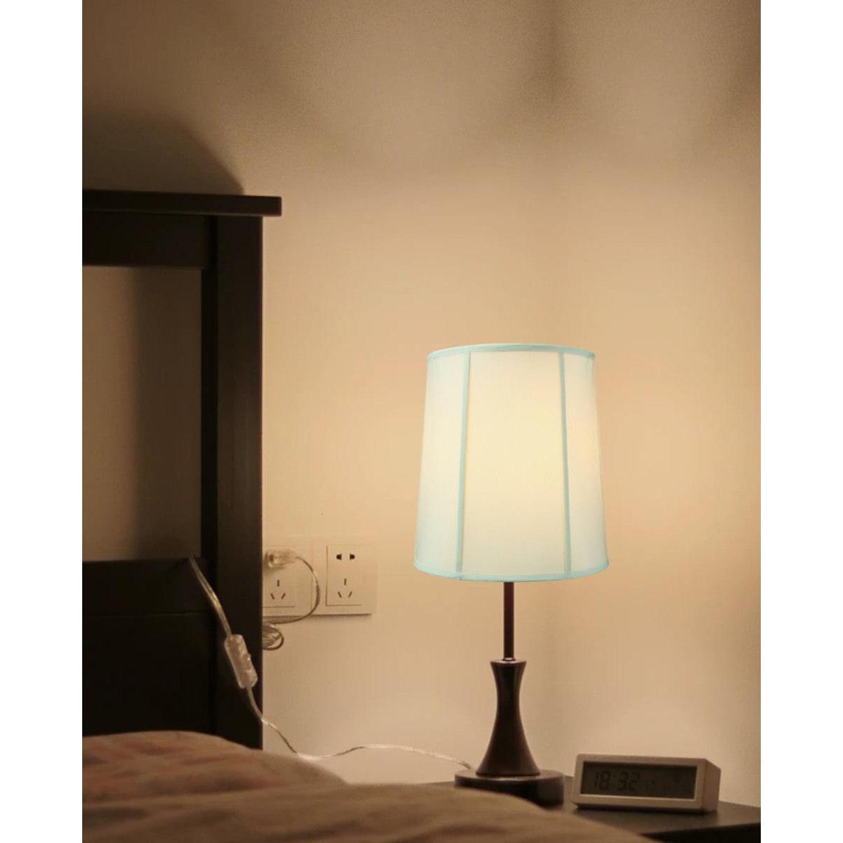 14"W x 15"H Drum Lampshade with Piping Eggshell