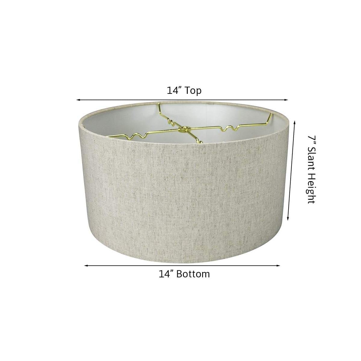 14"W x 7"H Textured Oatmeal Hardback Drum Lampshade