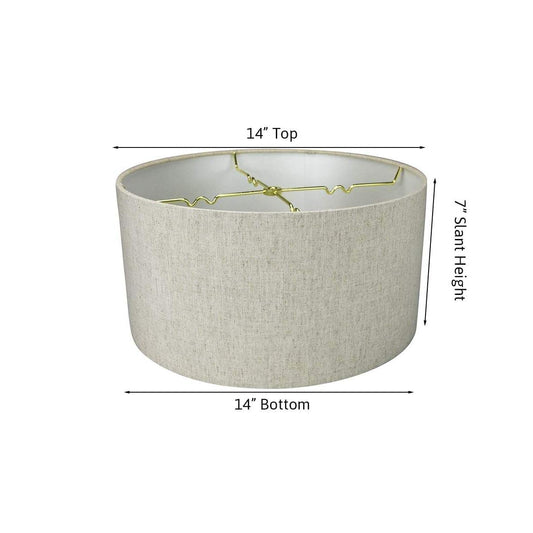 14"W x 7"H Textured Oatmeal Hardback Drum Lampshade