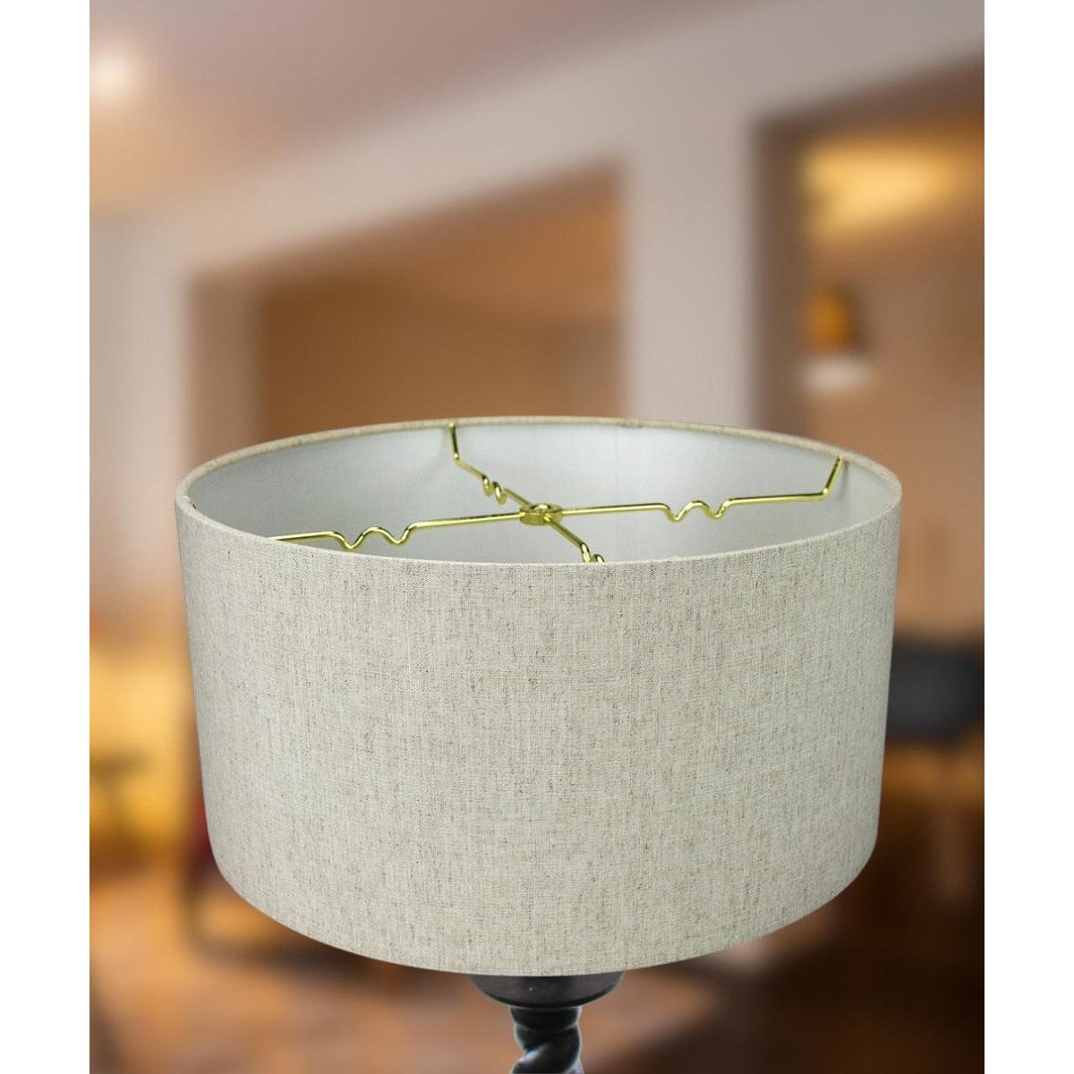 14"W x 7"H Textured Oatmeal Hardback Drum Lampshade
