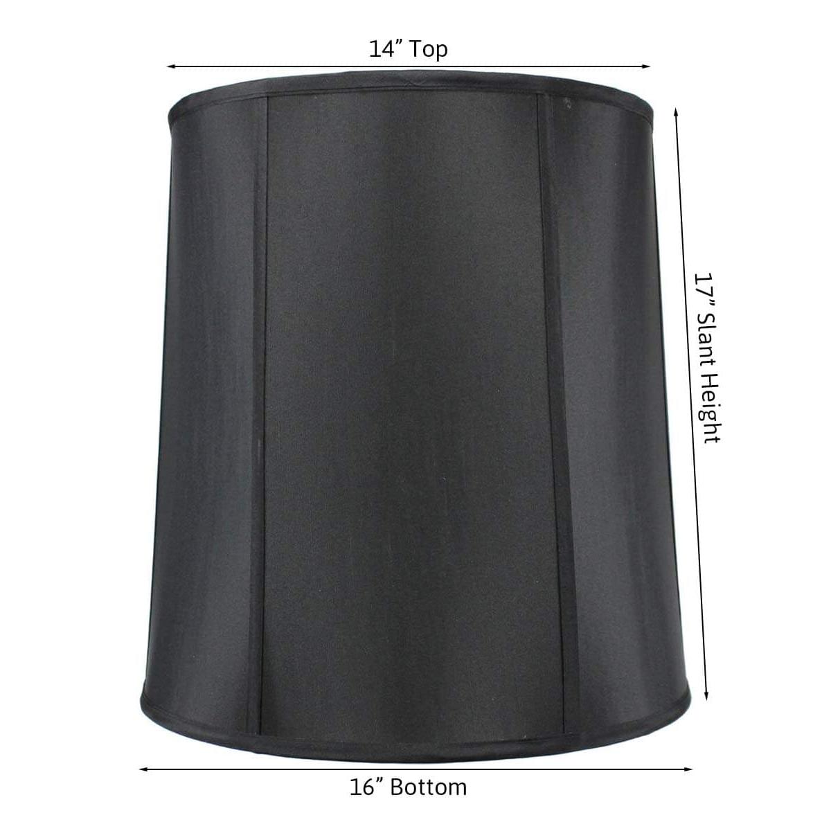 14"x16"x17" Large Drum Lampshade Black Shantung, Large Cylinder Replacement Lamp Shade for Tall Table Lamps