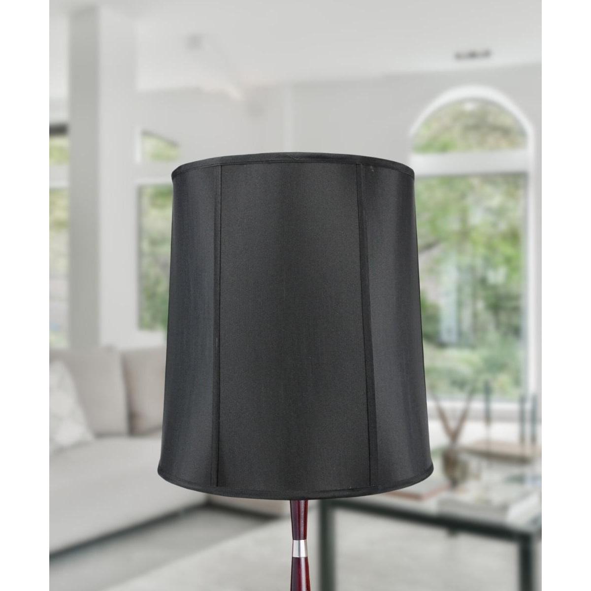 14"x16"x17" Large Drum Lampshade Black Shantung, Large Cylinder Replacement Lamp Shade for Tall Table Lamps