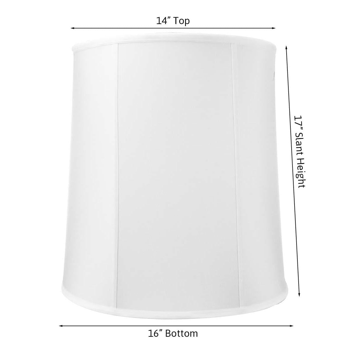 14"x16"x17" Large Drum Lampshade White Shantung, Large Cylinder Replacement Lamp Shade for Tall Table Lamps