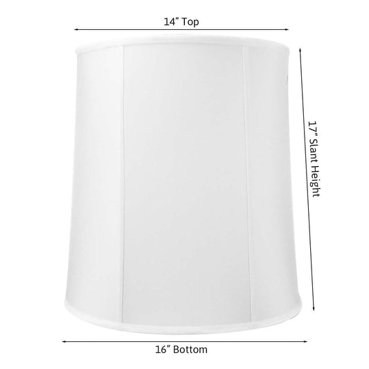 14"x16"x17" Large Drum Lampshade White Shantung, Large Cylinder Replacement Lamp Shade for Tall Table Lamps