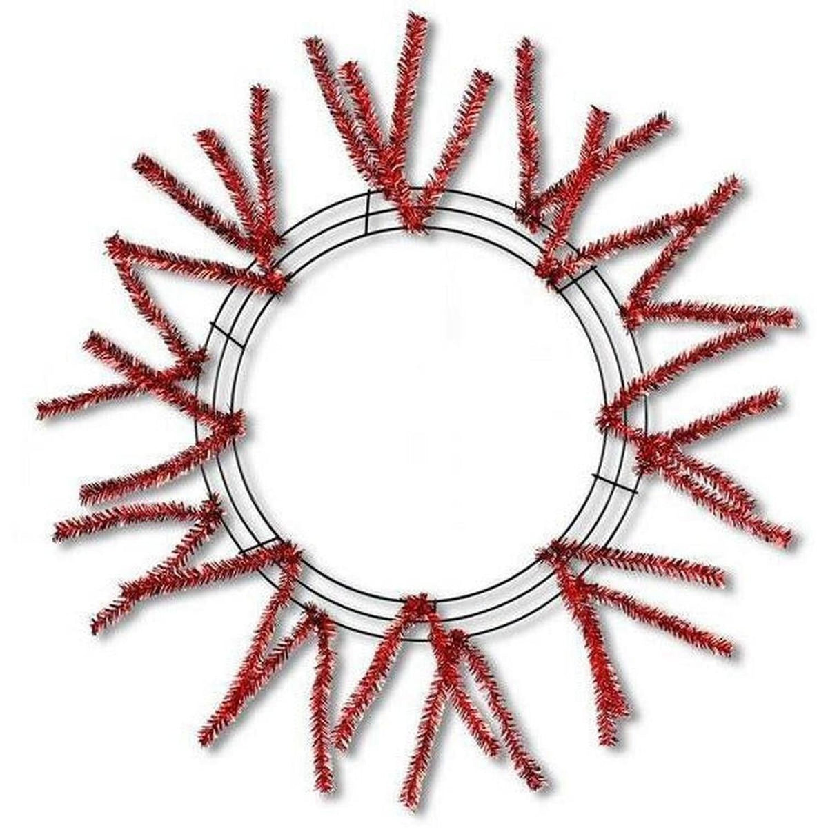 15-24" Tinsel Work Wreath Form: Metallic Red