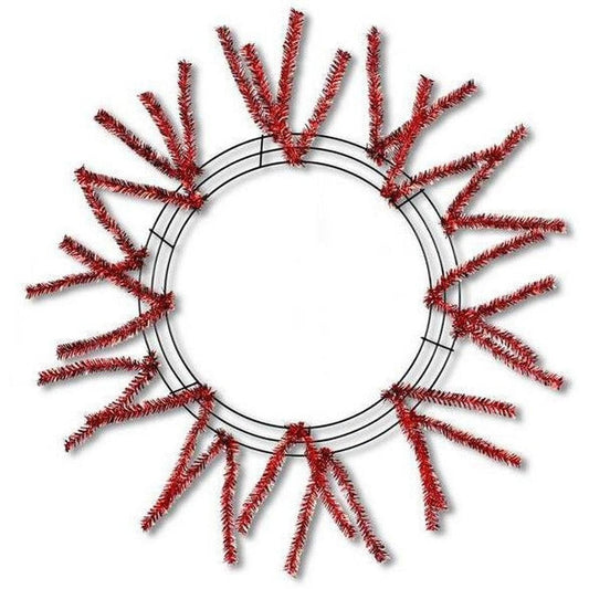 15-24" Tinsel Work Wreath Form: Metallic Red