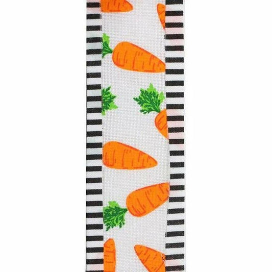 1.5" Carrots Thin Stripe Ribbon: White (10 Yards)