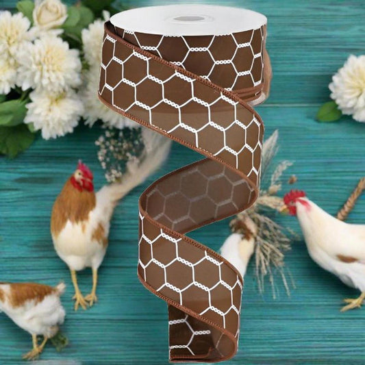 1.5" Chicken Wire Ribbon: Chocolate (10 Yards)