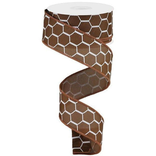 1.5" Chicken Wire Ribbon: Chocolate (10 Yards)