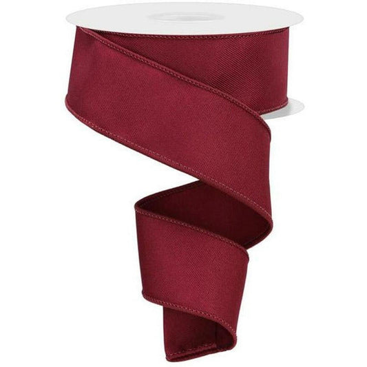 1.5" Diagonal Weave Fabric Ribbon: Wine (10 Yards)