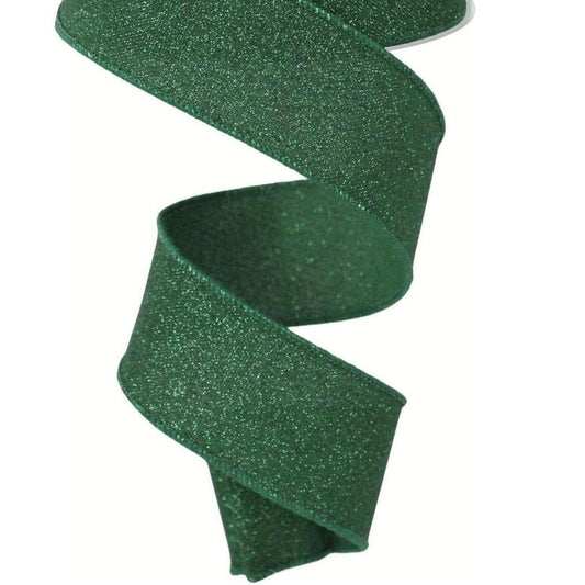 1.5" Fine Glitter On Faux Royal: Emerald Green (10 Yards)