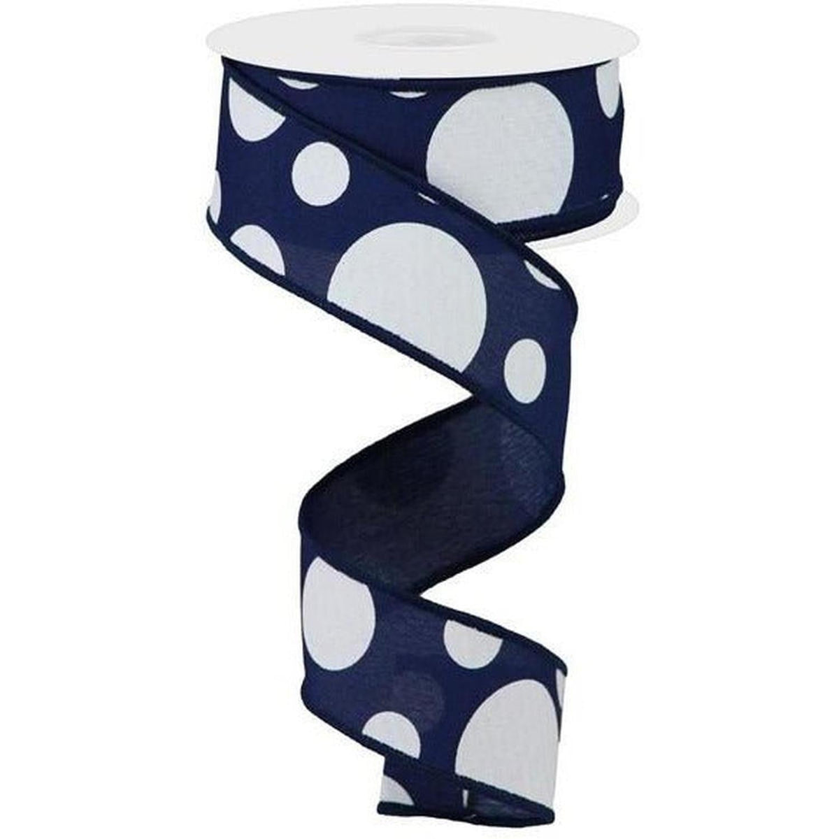 1.5" Giant Three Size Polka Dot Ribbon: Navy Blue (10 Yards)
