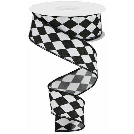 1.5" Harlequin Ribbon: Black (10 Yards)