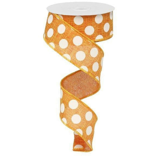 1.5" Medium Polka Dots Canvas Ribbon: Orange (10 Yards)
