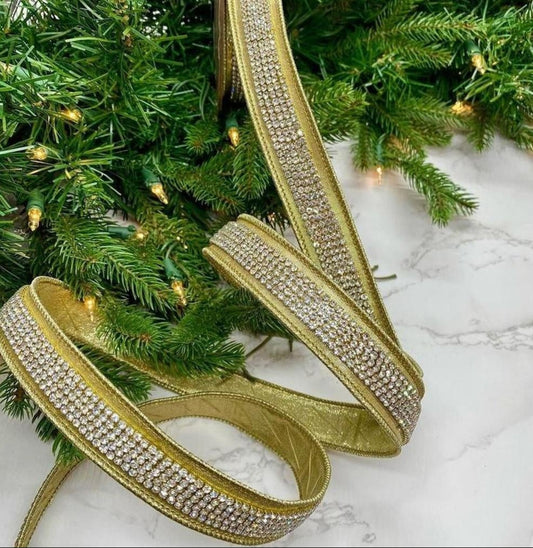 1" Metallic Dupion Duchess Jewel Ribbon: Gold (5 Yards)
