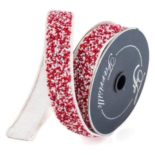 1.5" Peppermint Multi Sprinkles Ribbon: Red/White  (10 Yards)