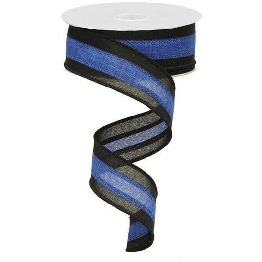 1.5" Police Support Ribbon: Black & Blue (10 Yards)