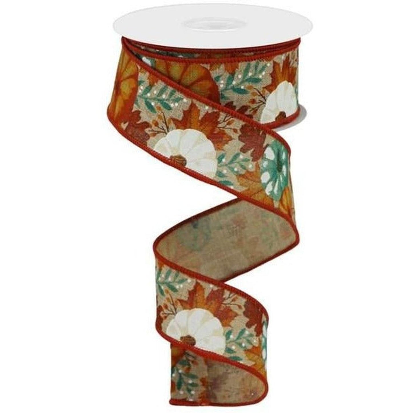 1.5" Pumpkin Foliage Ribbon: Light Tan (10 Yards)