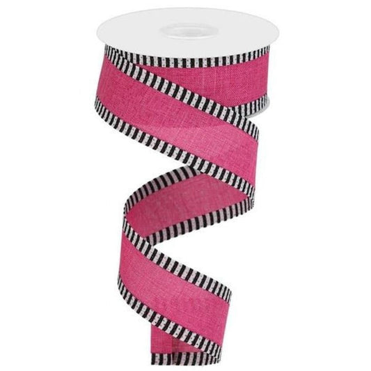 1.5" Royal Burlap Thin Stripe Ribbon: Fuchsia (10 Yards)