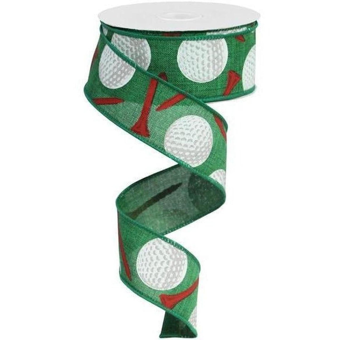 1.5" Royal Canvas Golf Balls & Tee Ribbon: Emerald Green (10 Yards)