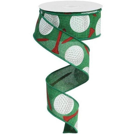 1.5" Royal Canvas Golf Balls & Tee Ribbon: Emerald Green (10 Yards)