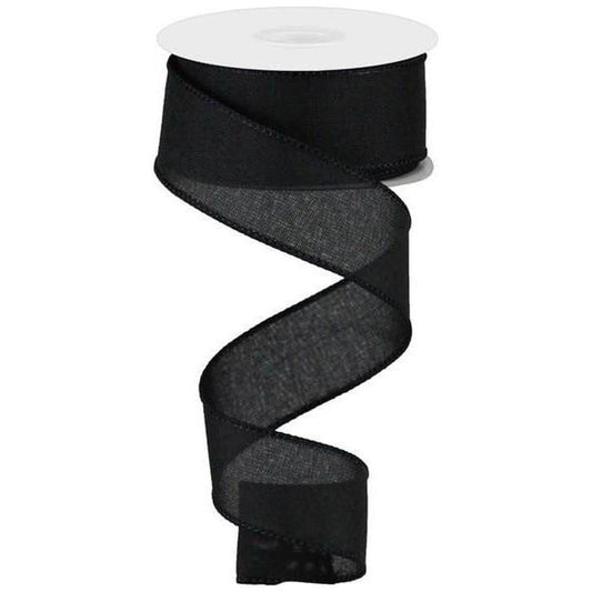 1.5" Royal Canvas Ribbon: Black (10 Yards)