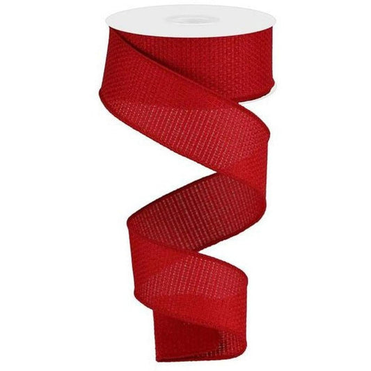 1.5" Royal Faux Burlap Ribbon: Red (10 Yards)