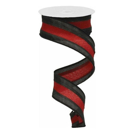 1.5" Satin Team Stripe Ribbon: Black & Garnet (10 Yards)
