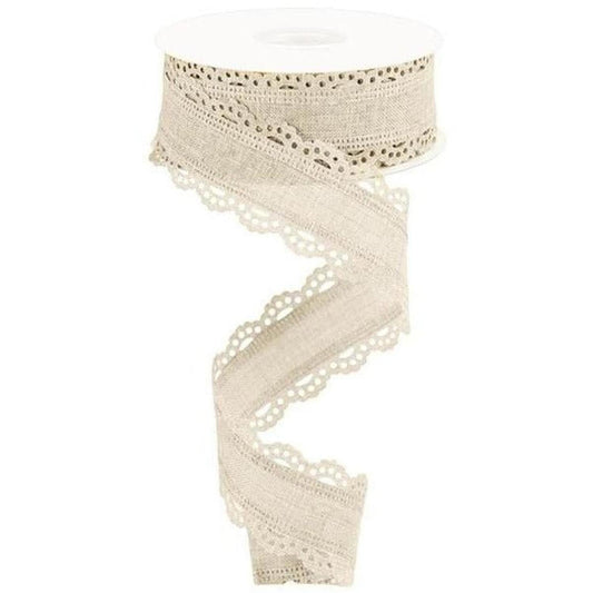 1.5" Scalloped Edge Ribbon: Cream (10 Yard)