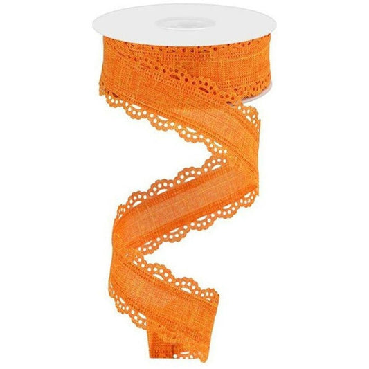 1.5" Scalloped Edge Ribbon: Orange (10 Yard)