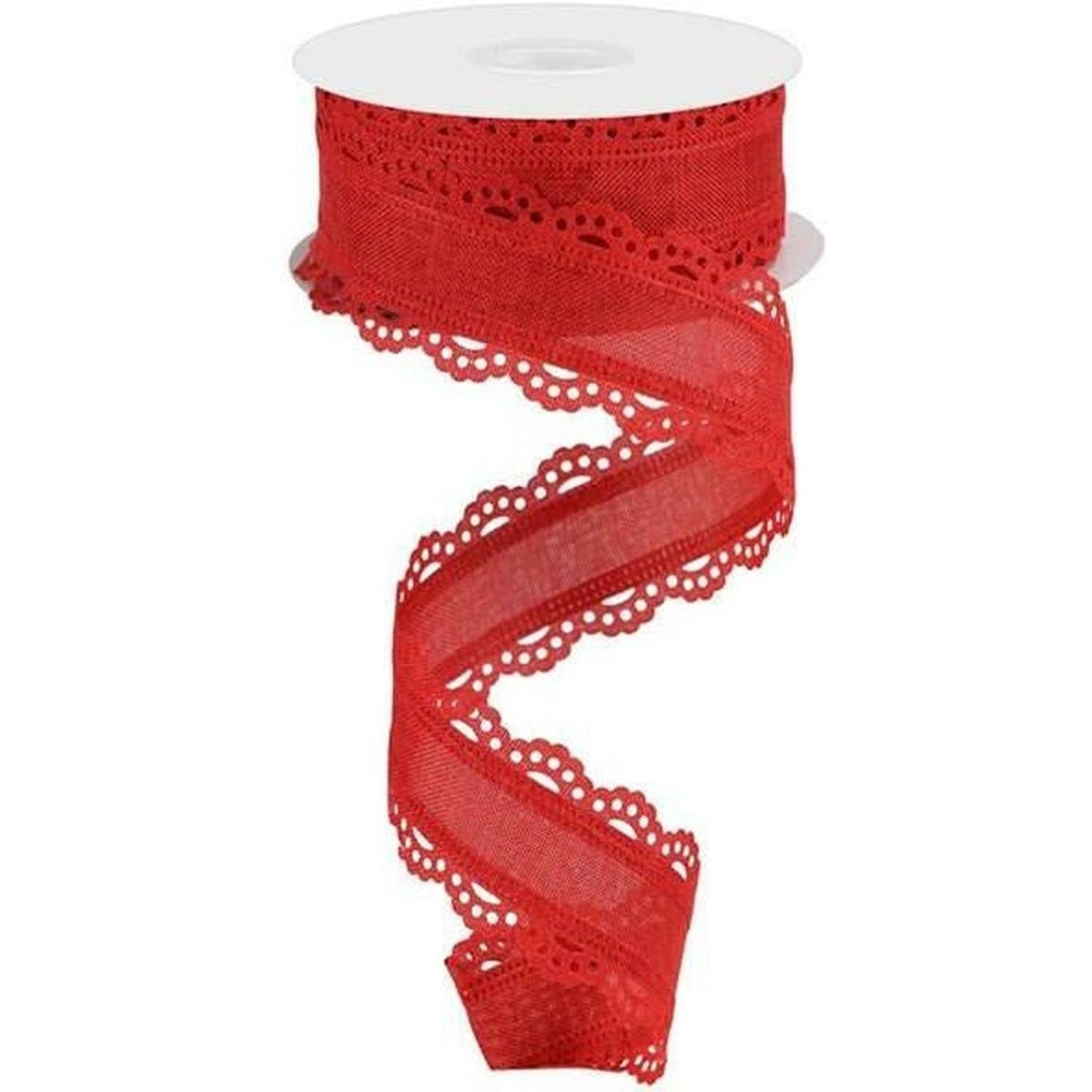 1.5" Scalloped Edge Ribbon: Red (10 Yard)