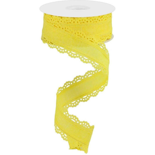 1.5" Scalloped Edge Ribbon: Yellow (10 Yard)