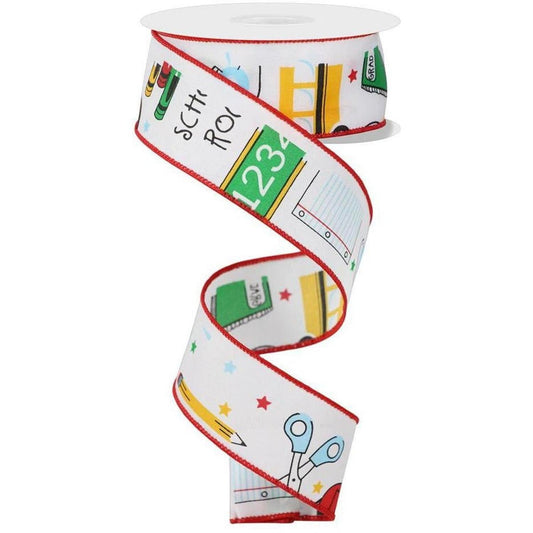 1.5" School Rocks Ribbon: White (10 Yards)