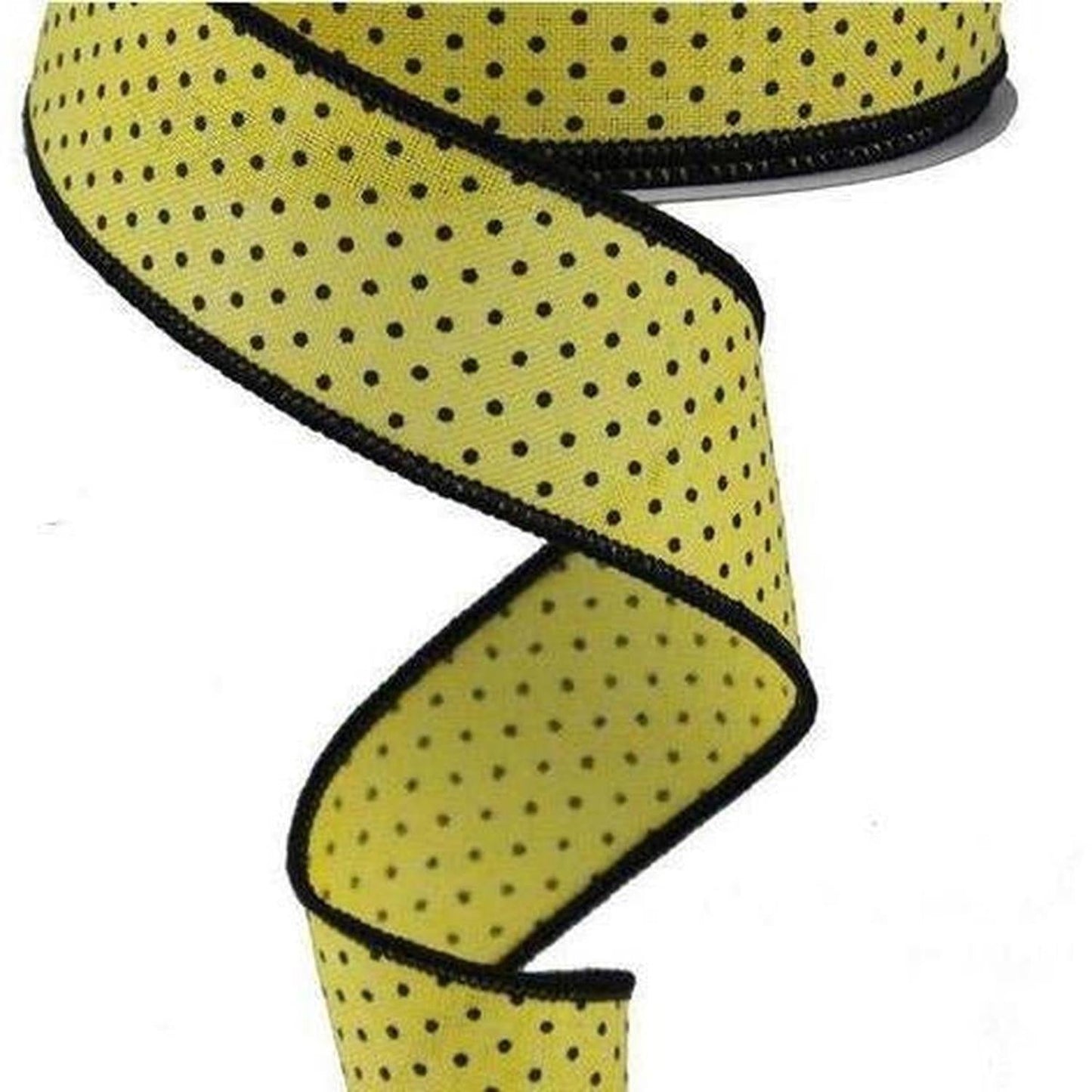 1.5" Swiss Dots Ribbon: Yellow & Black (10 Yards)