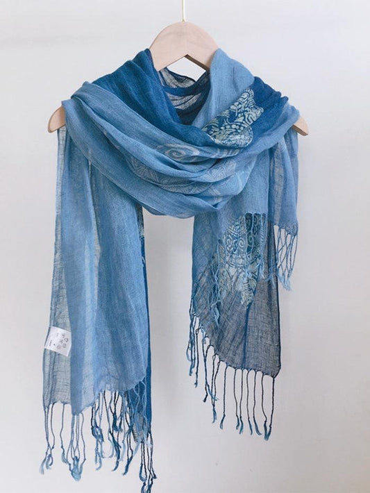 Artisanal 100% Linen Wax-Dyed Scarf
