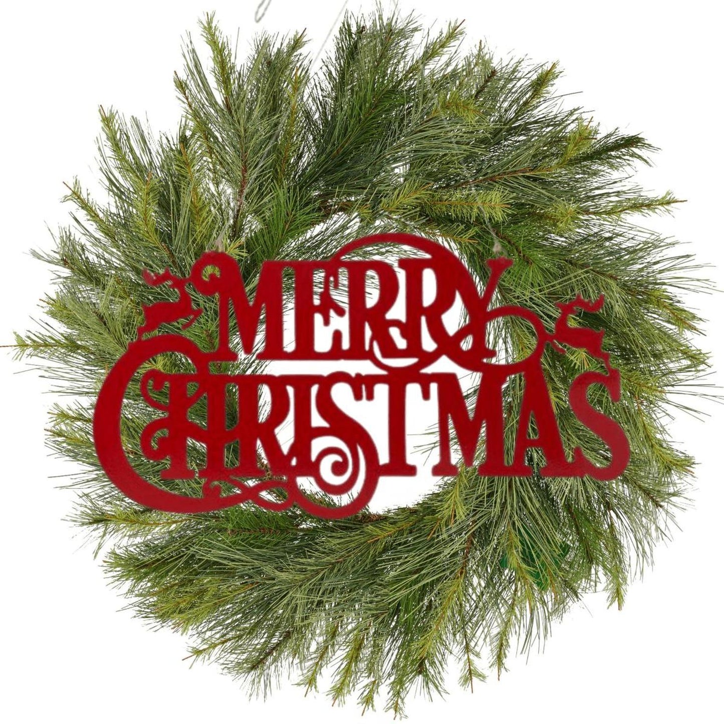 16" Metal Merry Christmas Hanger: Red