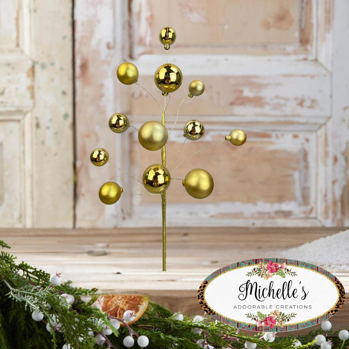 16" Ornament Ball Pick: Gold